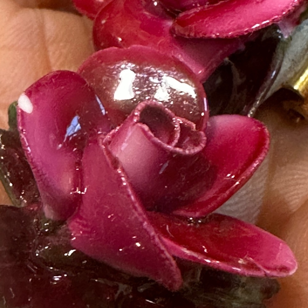 Vintage Floral Rose clip on Earrings - Pink- made in England - Picture 8 of 15